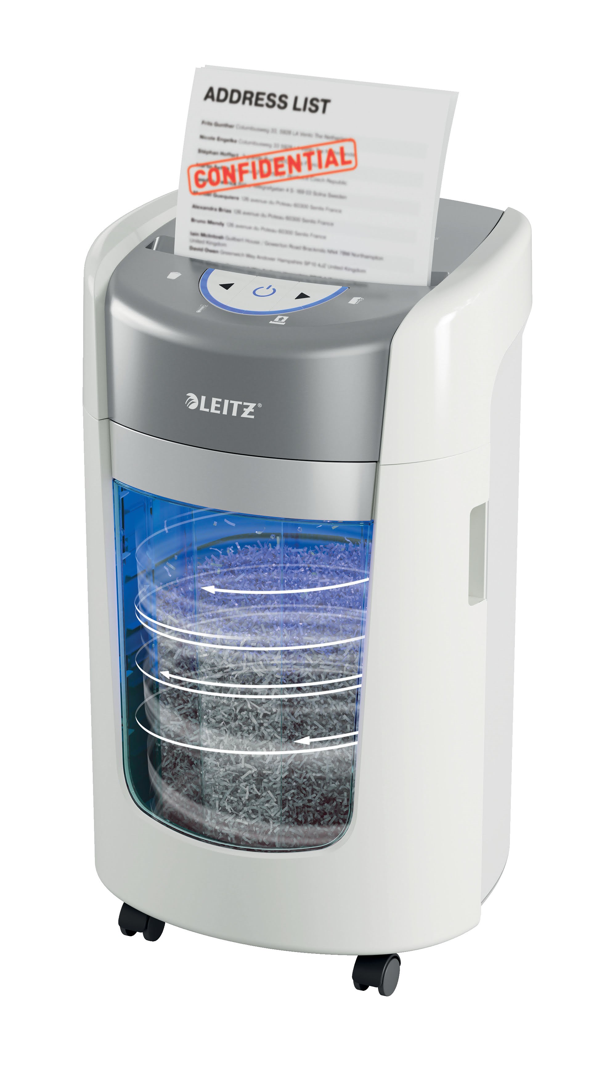 Leitz IQ Optimax Home Office 225 Mikroschnitt Aktenvernichter Sicherheitsstufe P-5 15l - Weiß - Makulatoren Aktenvernichter