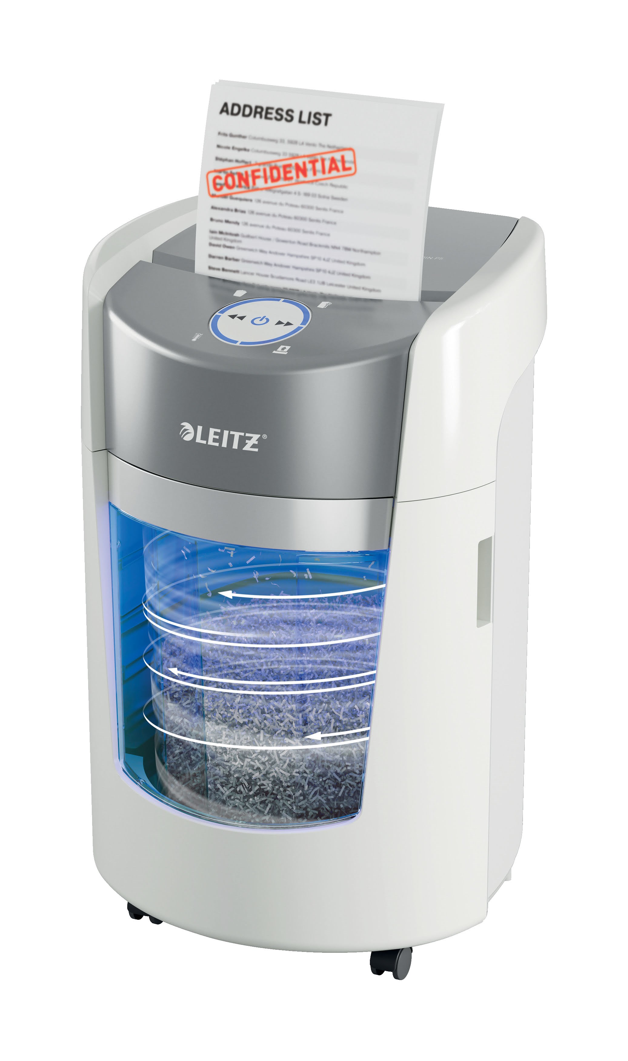 Leitz IQ Optimax Small Office 350 Mikroschnitt Aktenvernichter Sicherheitsstufe P-5 22l - Weiß - Makulatoren Aktenvernichter 83590000