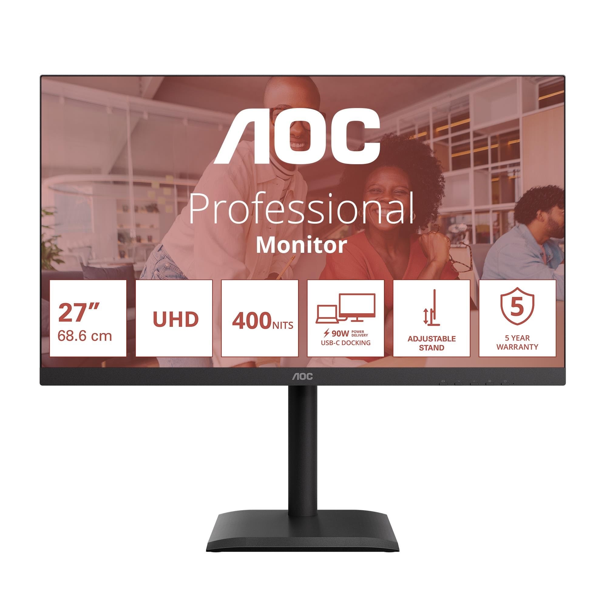 27" Aoc U27e4cv - 3840x2160 (4K) - 60hz - Ips - 90w Usb-c - Bildschirm