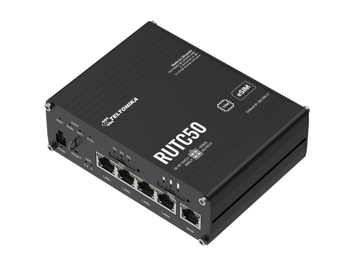 Teltonika Rutc50 - Wireless Router - Wwan - Wi-fi 6 - 3G 4G 5G - Din Rail Mountable Wall-mountable Surface-mountable - Wireless Router Wi-fi 6 - Wlan 