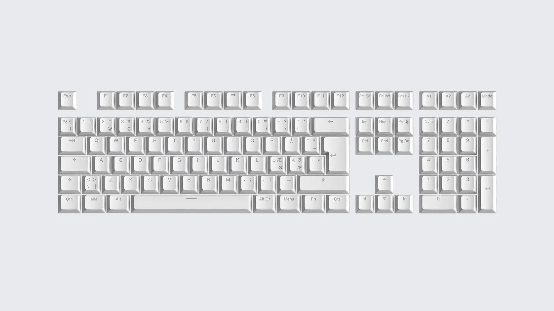 Wooting Pbt Iso Keycaps - Just White - Keycaps - Nordic Iso - Weiss - Tastaturen Kc3-nr1-pds-wh1