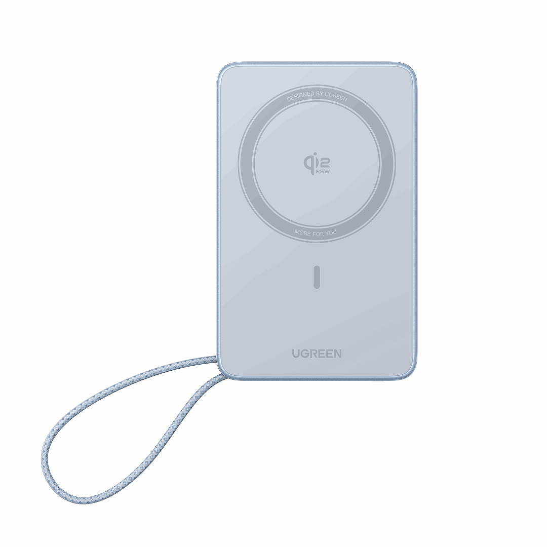 Ugreen Magflow Qi2.2 25 W Magnetic Wireless Powerbank With Built-in Cable - 10000 Mah - Powerbank Akku
