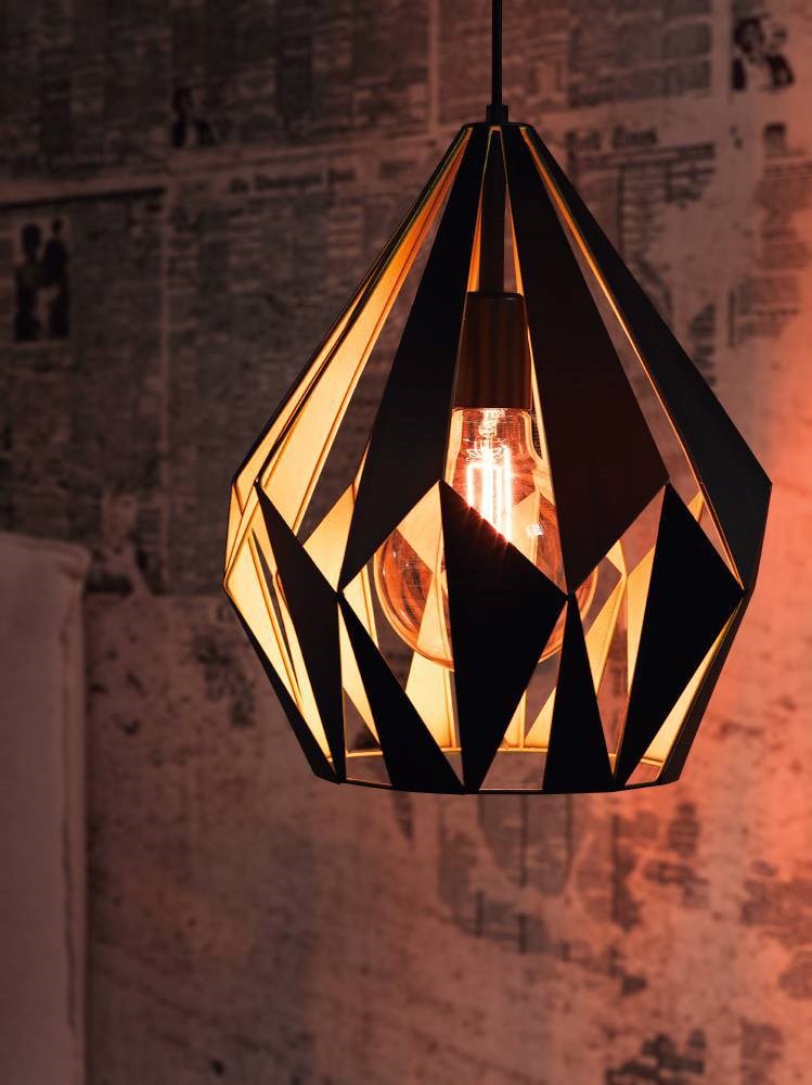 Eglo Carlton 1 Pendelleuchte Ø310 Schwarz/gelb - Lampen 49256