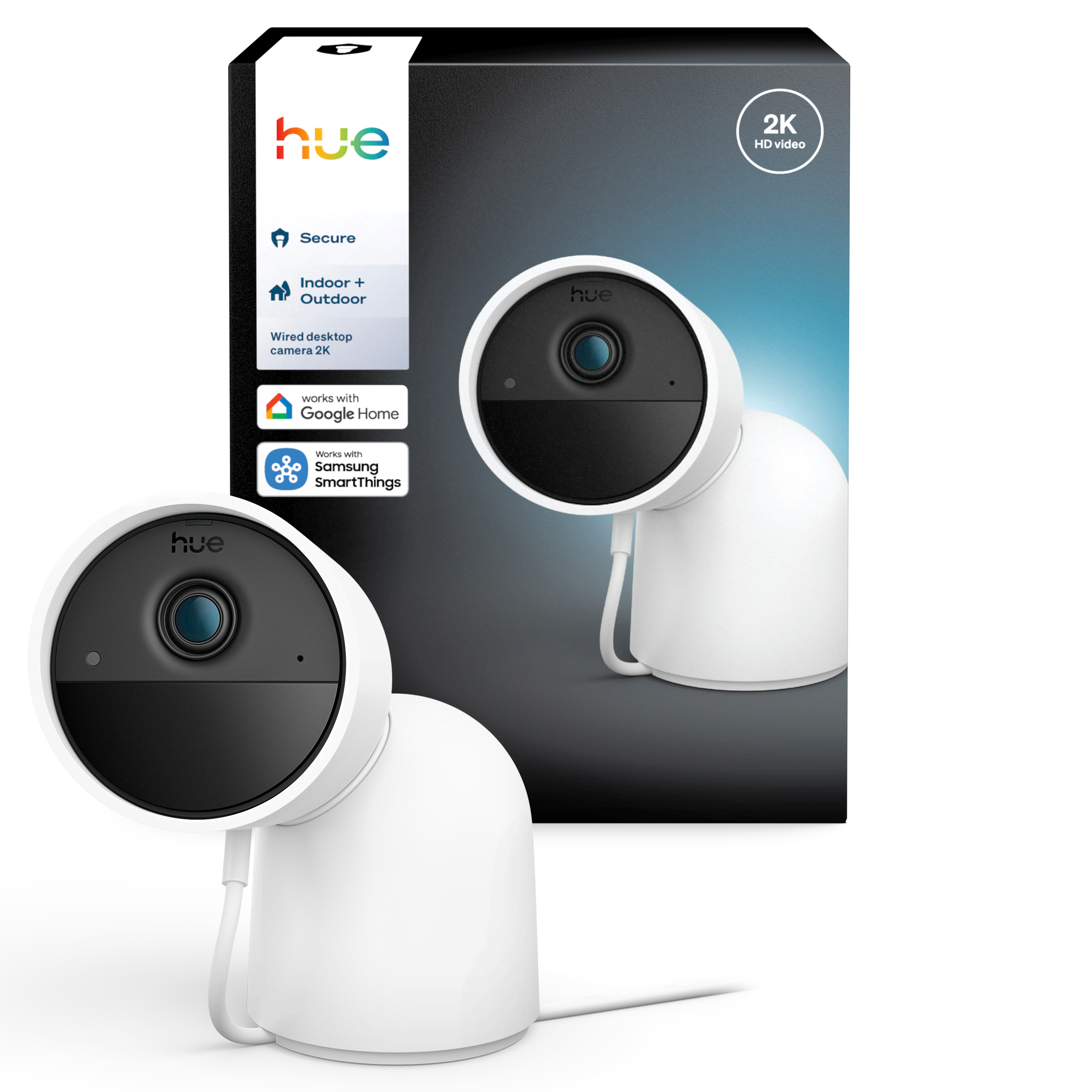 Philips Hue Secure 2K Wired Camera With Desktop Stand - White - Smart Home 929004258604