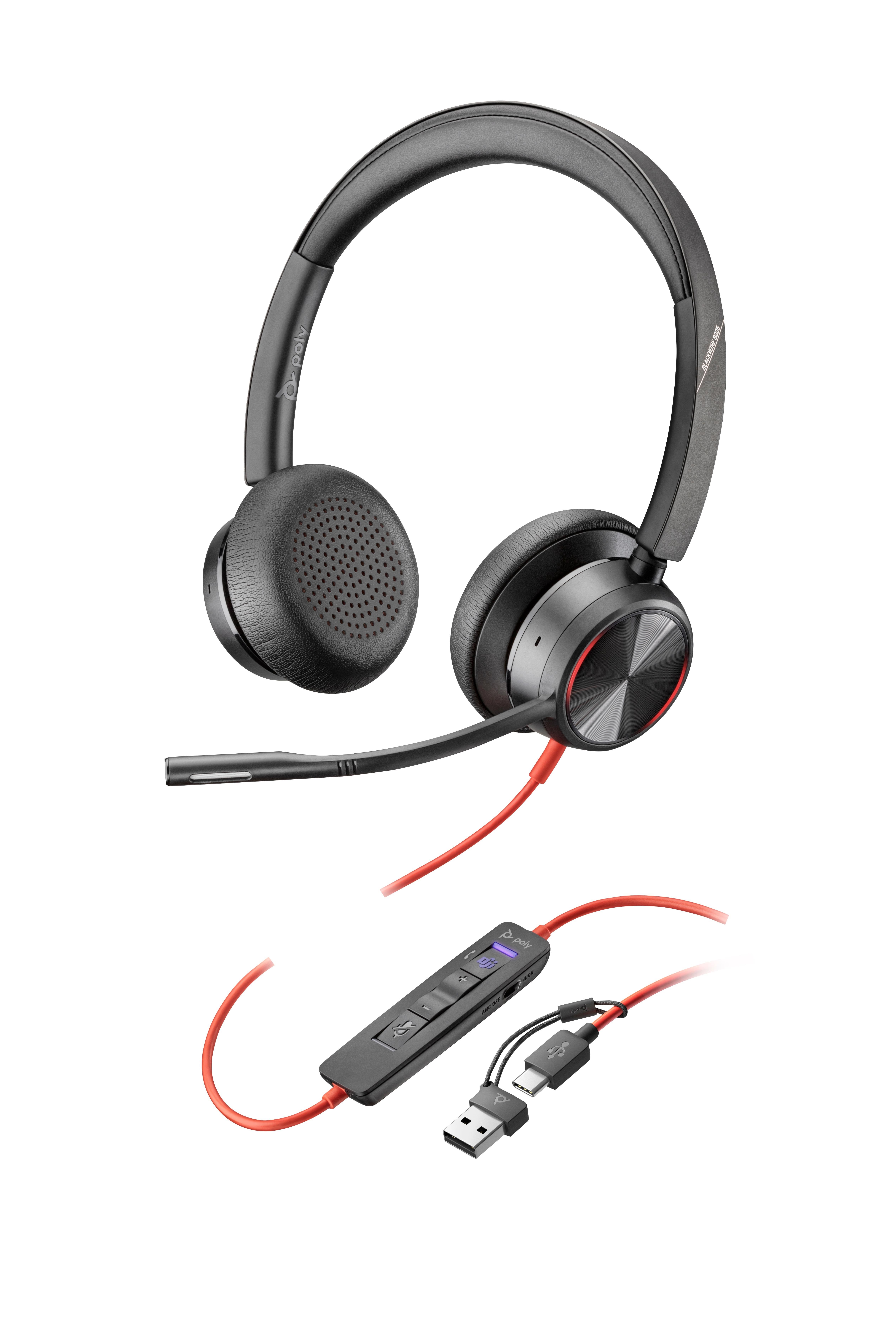 Kopfhörer - HP Poly Blackwire 8225 Stereo Microsoft Teams Certified Usb-c Headset +Usb-c/a Adapter (8x225aa) - Kopfhoerer/headsets