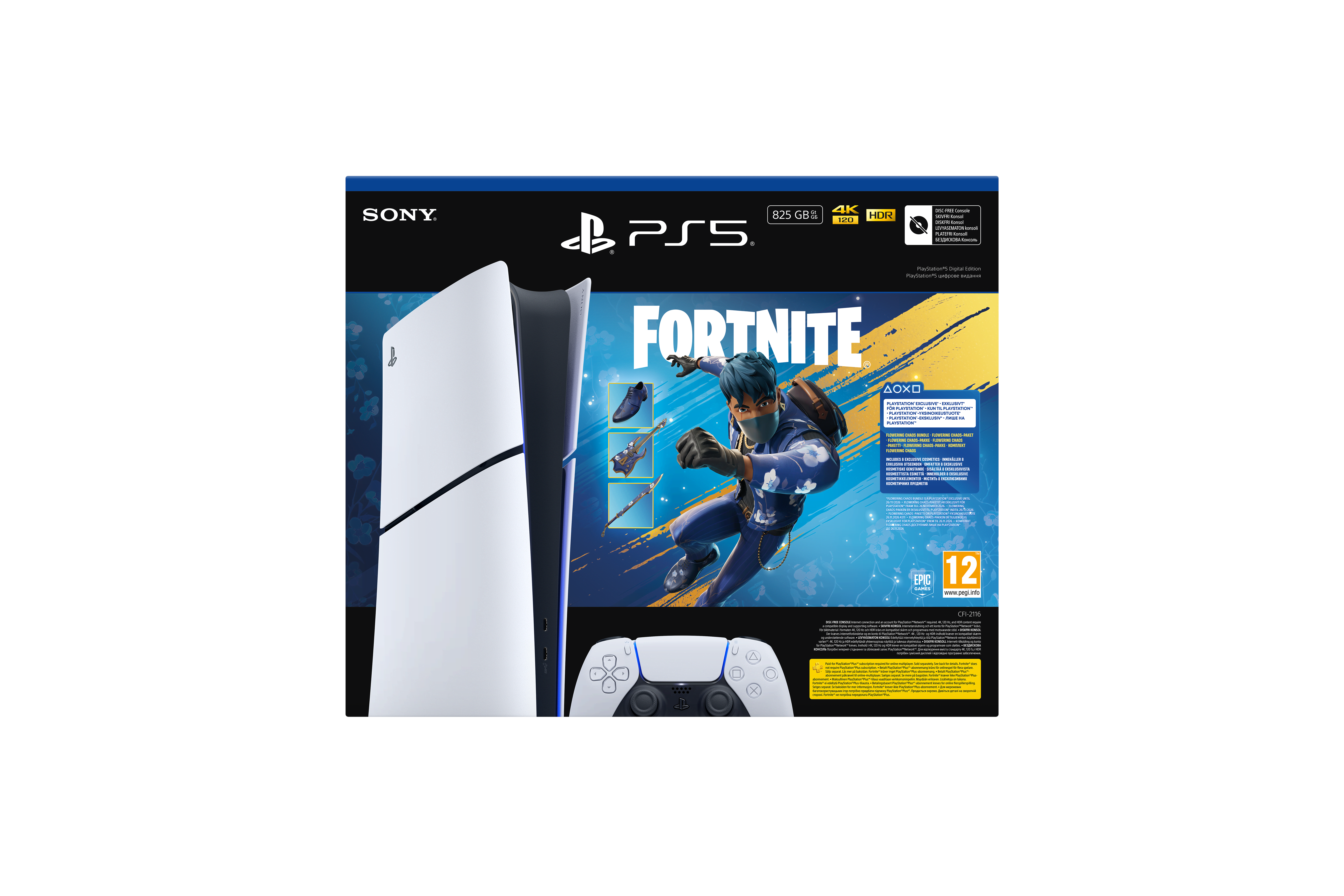Sony Playstation 5 Digital (Slim) - Fortnite Flowering Chaos Bundle - Spielkonsolen 711719020769