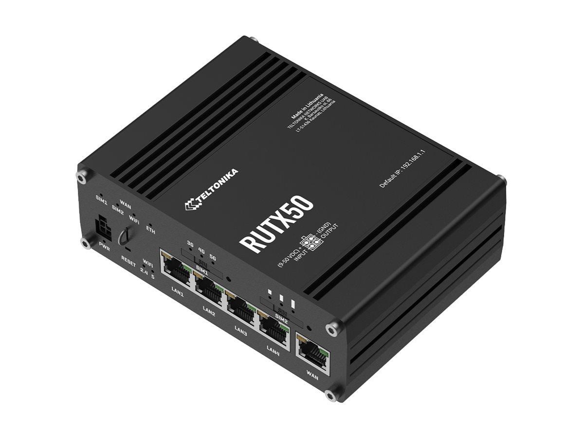 Teltonika Rutx50 Industrial 5G Router (Rutx50320000 / Standard Package With EU Psu) - Wireless Router 802.11a/b/g/n/wi-fi 5 Wave 2 - Wlan Router
