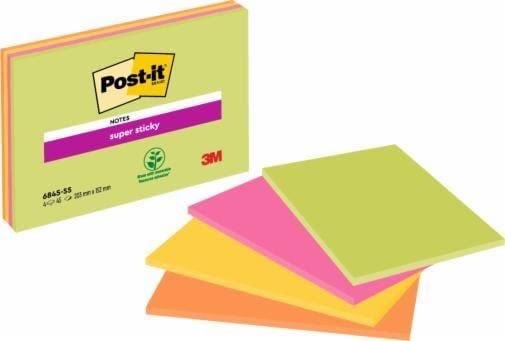 3M Post-it Uper Sticky Meeting Notes 203 mm x 152 mm 45 Sheets (Neon) - Bloecke Formulare Und Notizbuecher 7100234637
