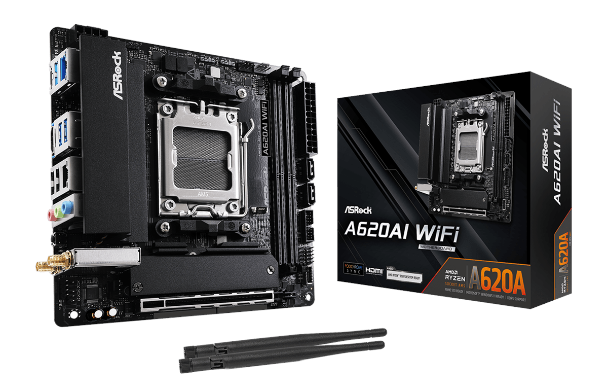 Asrock A620ai Wifi Mainboard - Amd A620a - Amd Am5 - Ddr5 Ram - Mini-itx 90-mxbt50-a0uayz