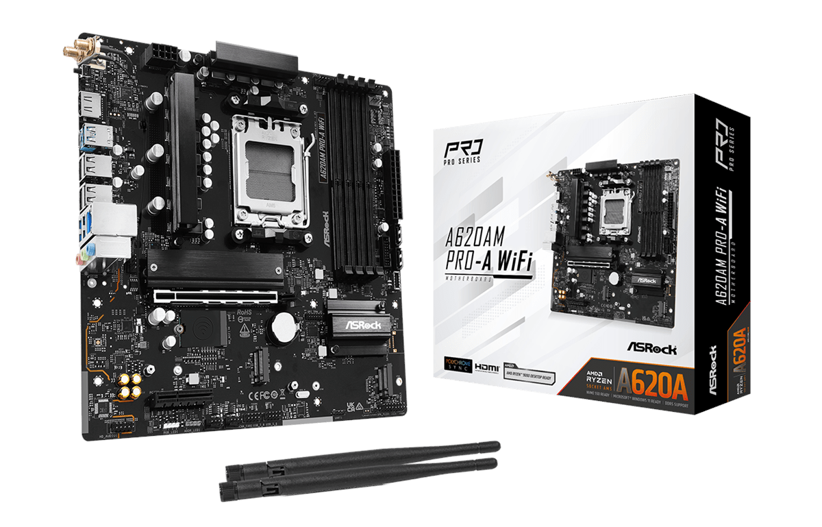 Asrock A620am Pro-a Wifi Mainboard - Amd A620a - Amd Am5 - Ddr5 Ram - Micro-atx