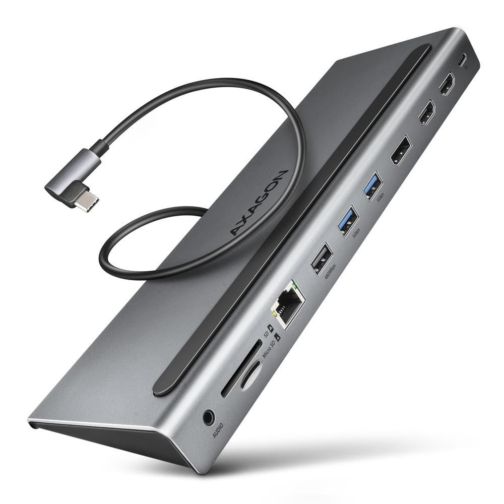 Axagon Triple 4K Display Superspeed Usb-c Hub Usb-hubs - Usb 3.2 - 11 - Grau - Usb Hubs Hmc-4kx3