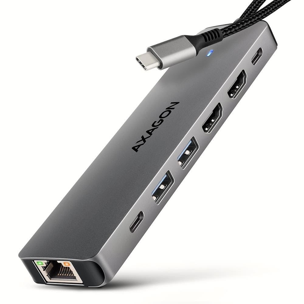 Axagon Dual 4K Display Usb-c 5 Gbps 7-in-1 Hub Usb-hubs - Usb 3.2 - 7 - Grau - Usb Hubs