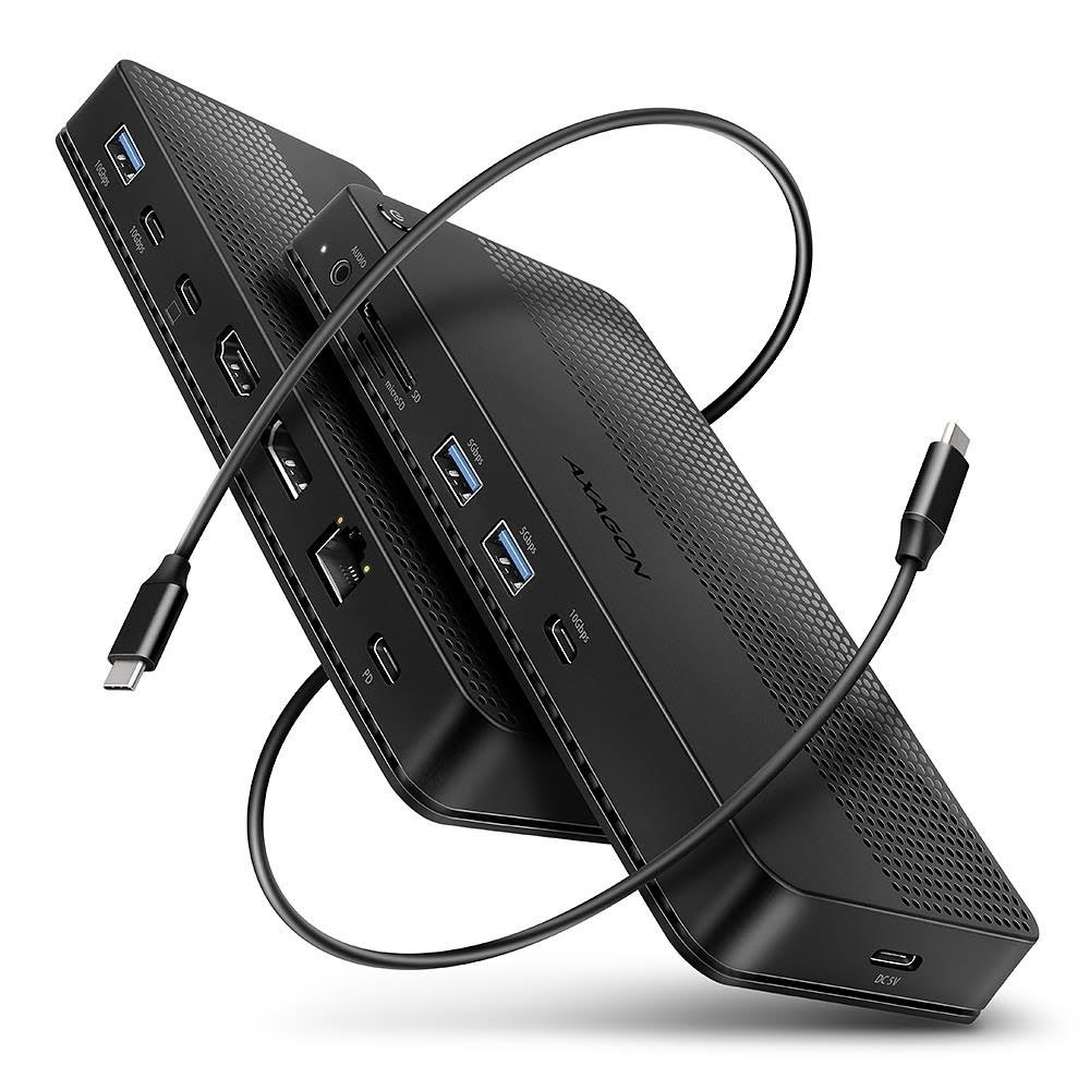 Axagon Dual 4K Display 12-in-1 Usb4 40 Gbps Hub Usb-hubs - 12 - Schwarz - Usb Hubs Hmc-u4