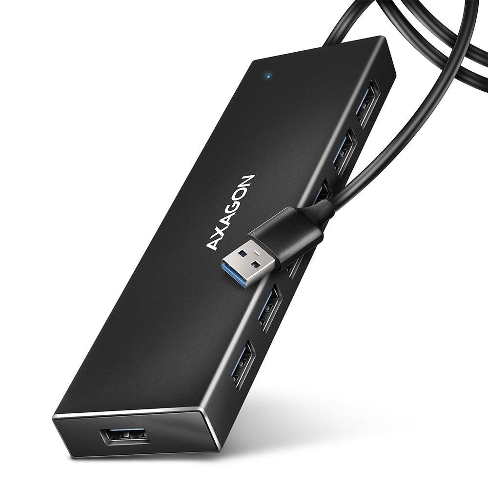 Axagon Superspeed Usb-a Flat-hub Mit 1 m Kabel Usb-hubs - Usb 3.2 - 7 - Schwarz - Usb Hubs Hue-f7a
