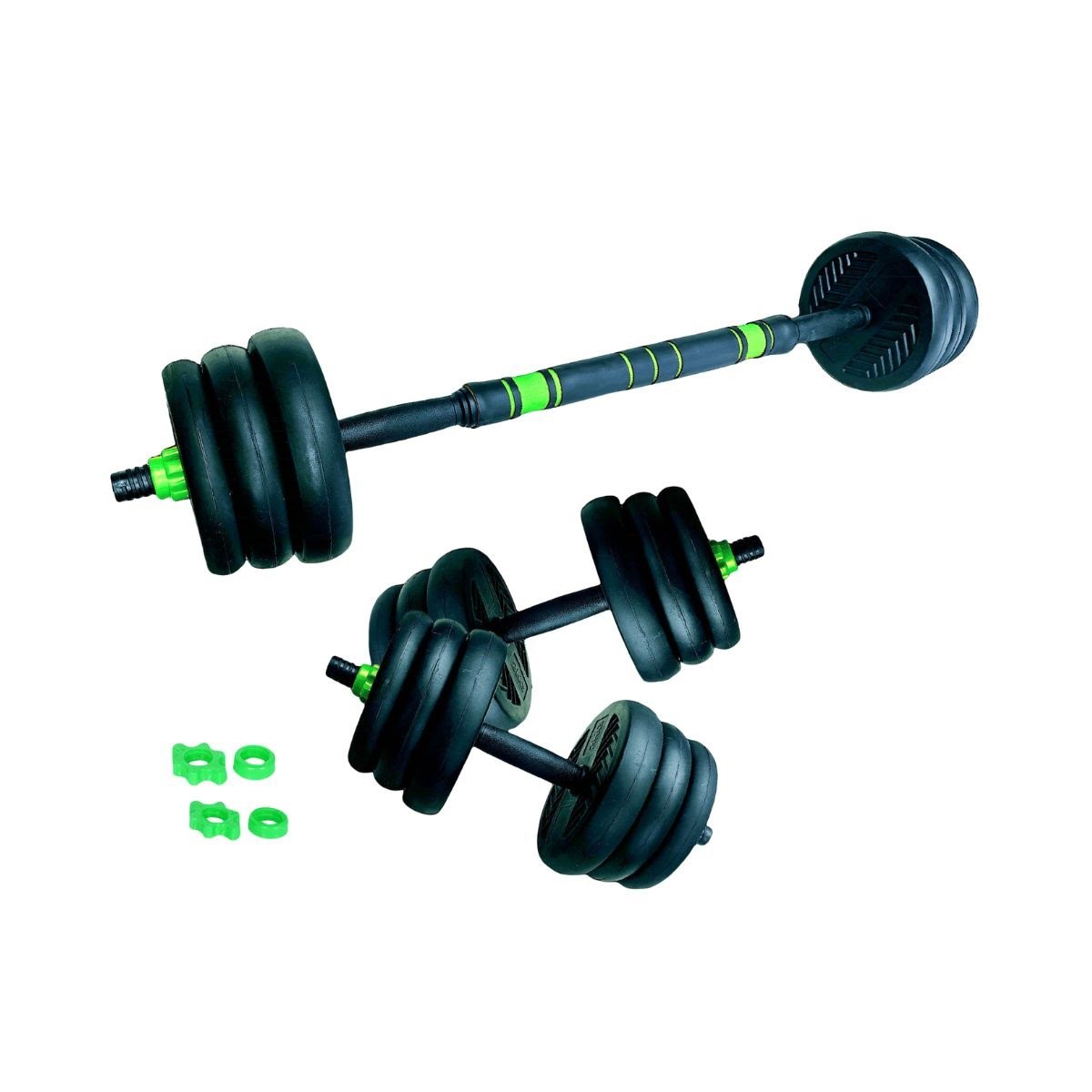 Asg 15 kg. Vægtsæt m. Runde Skiver - Sort/grøn - Sport Fitness