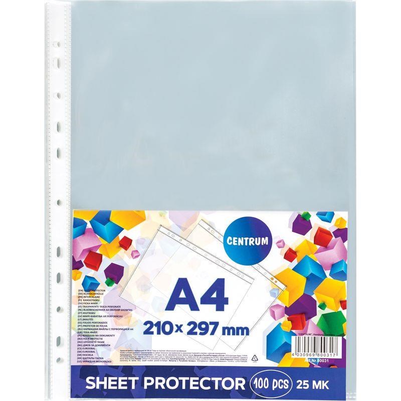 Centrum Plastic Pocket A4 25 Micron 100 Pcs. - Taschen Umschlaege Und Register 80031