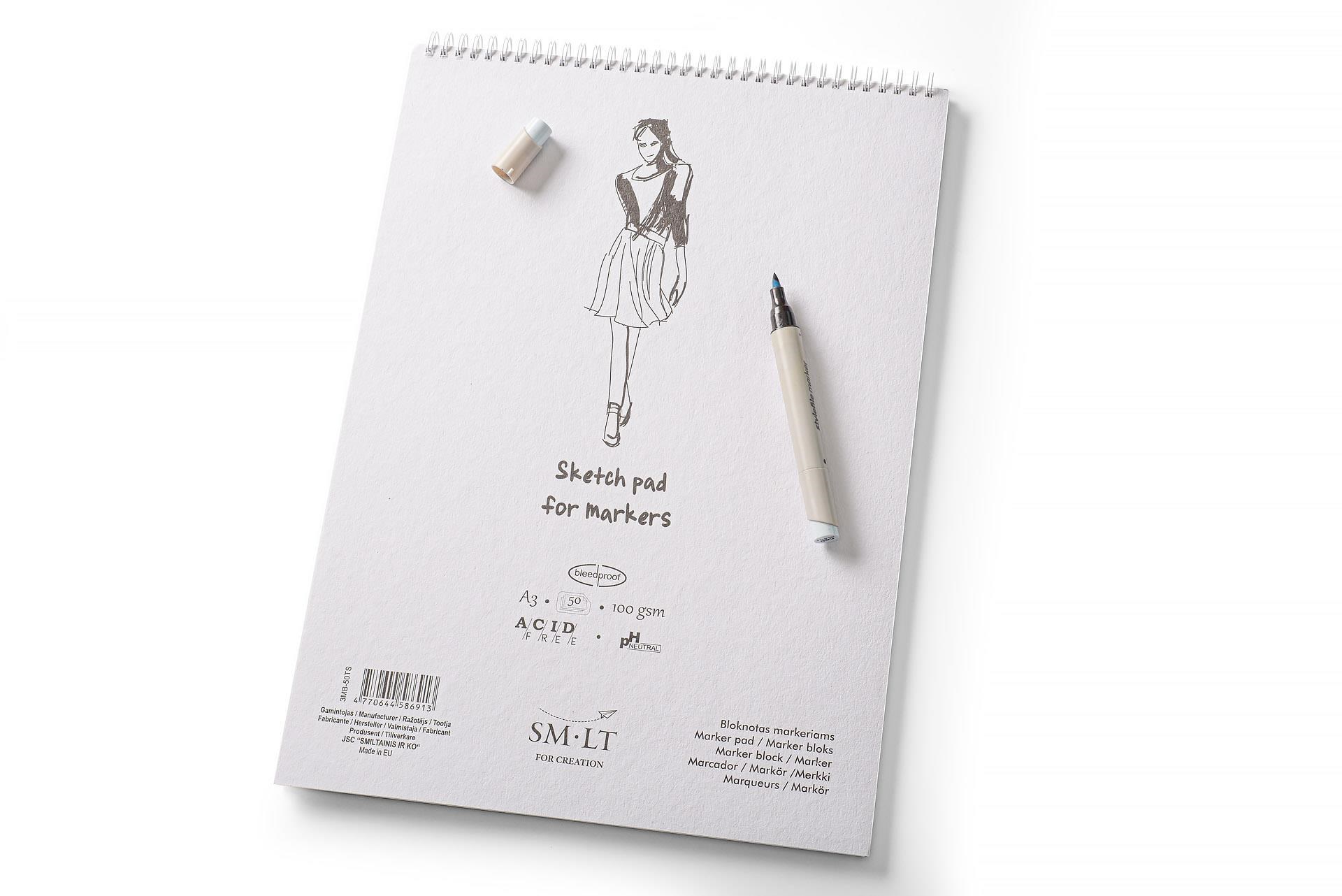 Smlt Drawing Pad Marker Paper. A3. 100g. - Bloecke Formulare Und Notizbuecher Sm106-a3