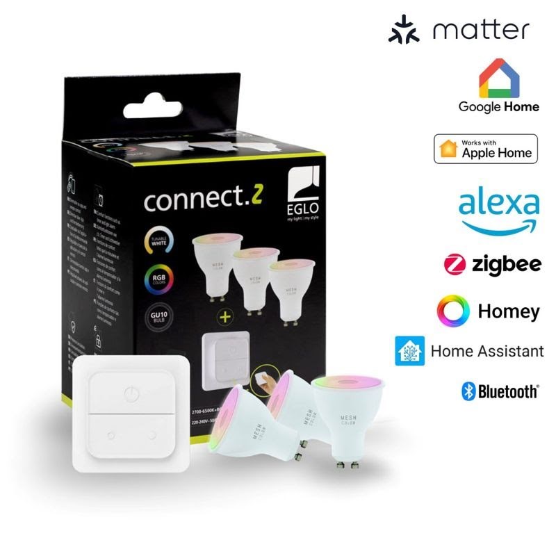 Eglo Gu10 Led-z Matter Rgb/cct 4.9W 420lm Opal 3-pack W/switch - Smart Home 110417