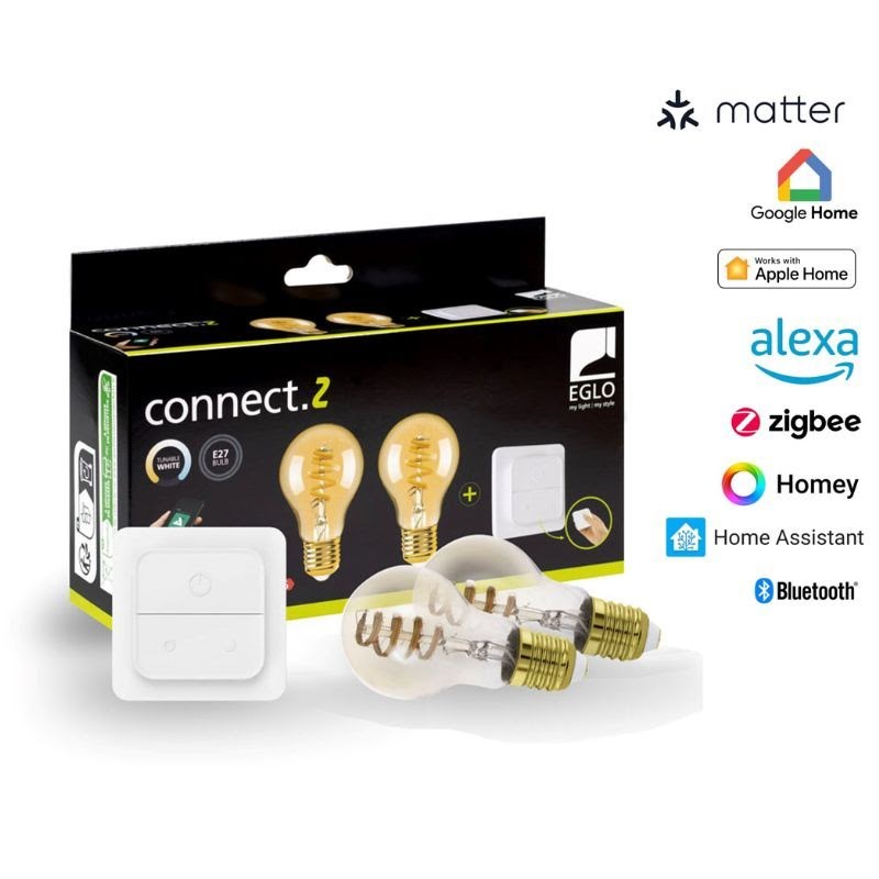 Eglo E27 Led-z Matter A60 Cct 7W 806lm Amber 2-pack W/switch - Smart Home 110419