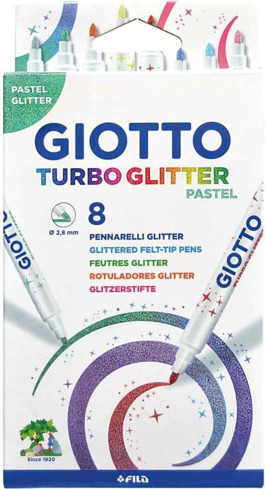 Giotto Turbo Glitter Glitter Markers 8 Pcs Pastel - Hobby Zubehoer
