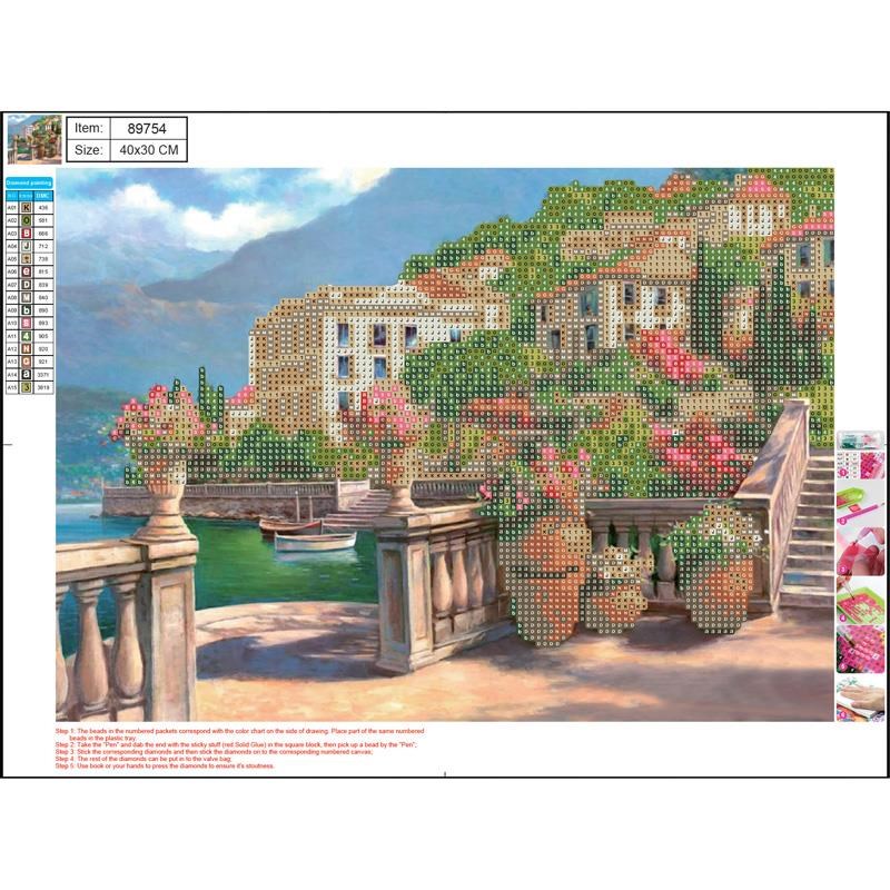 Centrum Diamond Painting 30*40cm. Lake Bank With Houses - Hobby Zubehoer