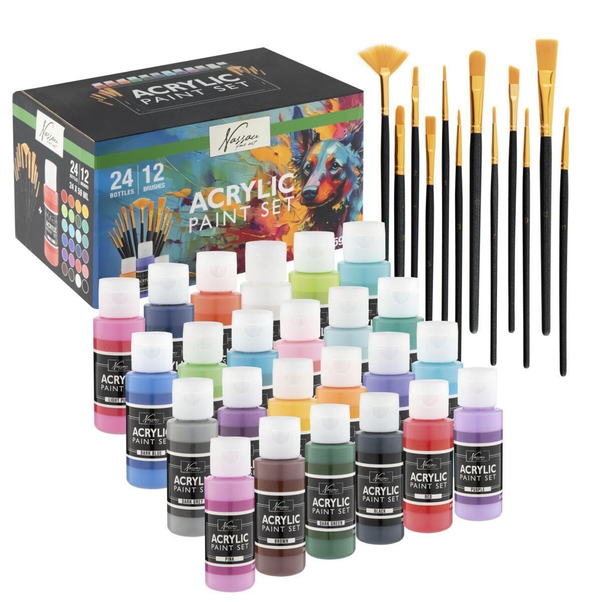 Creative Craft Group Acrylic Paint. 24 * 59ml + 12 Brushes - Hobby Zubehoer