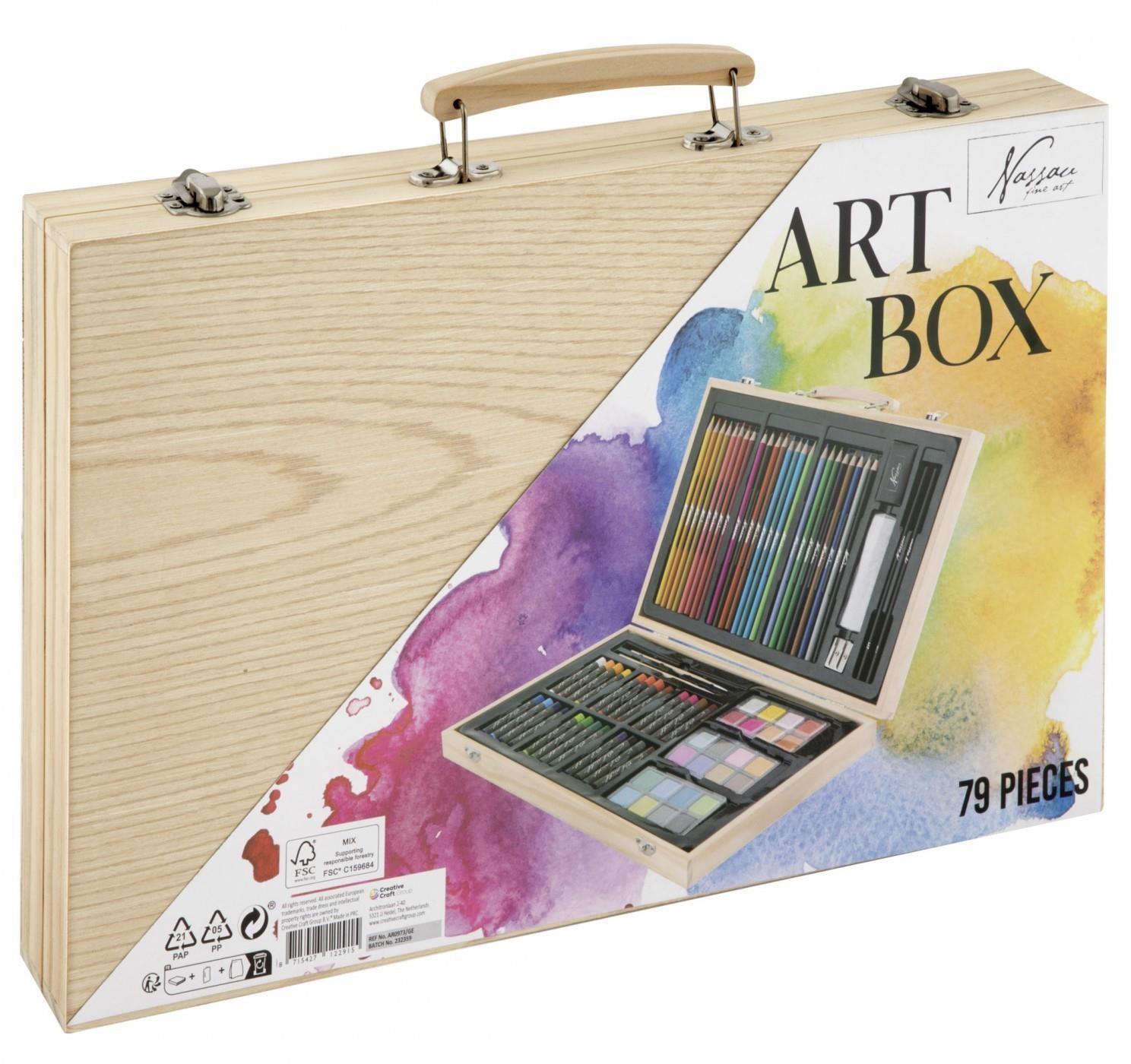 Creative Craft Group Art Set 79 Pieces in Wooden Case - Hobby Zubehoer