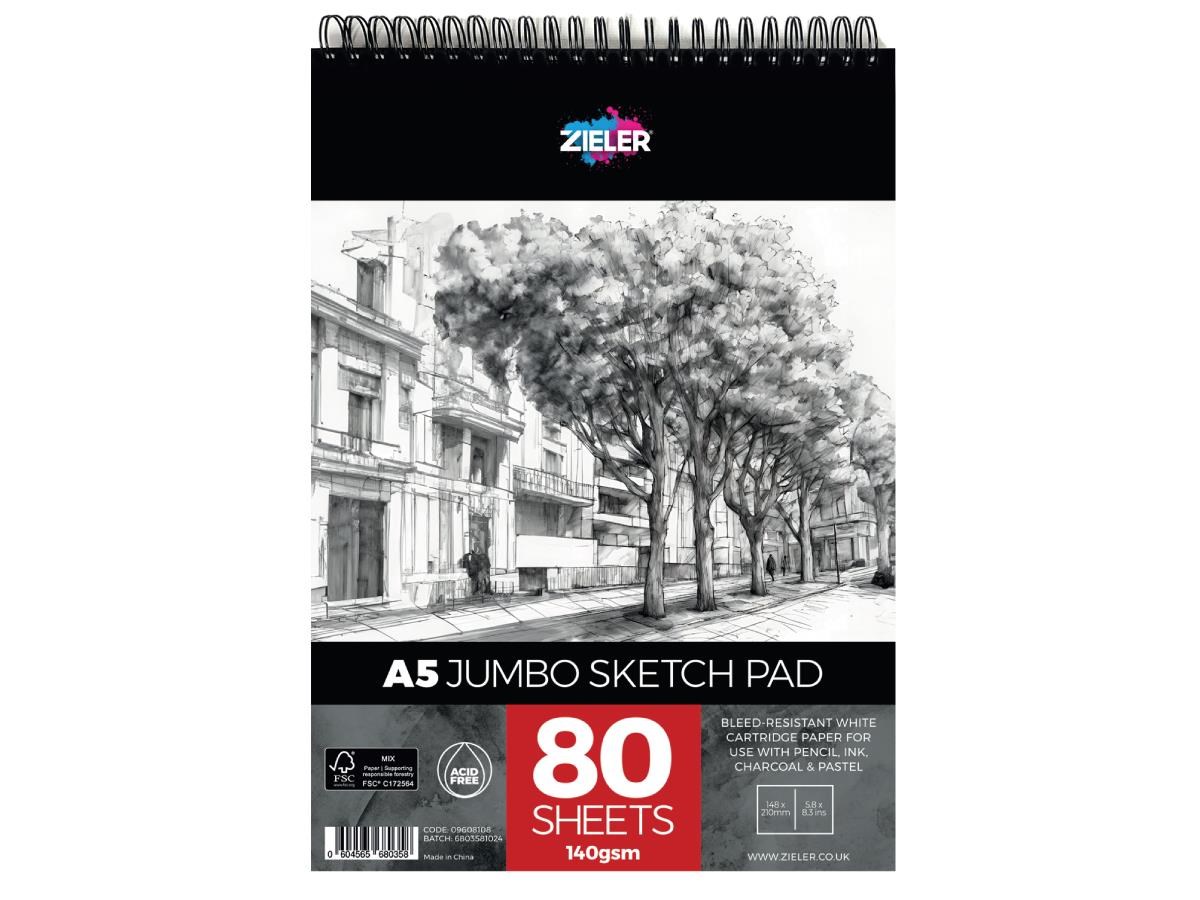 Zieler Sketchbook Jumbo Spiral A5 140g. - Hobby Zubehoer
