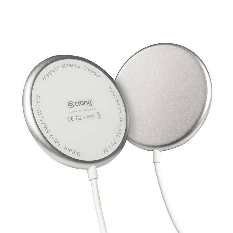 Crong Magspot Wireless Charger - Aluminum Magsafe 15w Inductive Charger (Silver White) - Handys Adapter Und Ladegeraete