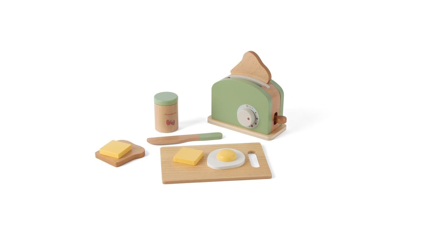 Dantoy Toaster Set Wood in Gift Box 9 Pcs - Spielkueche Zubehoer 5701