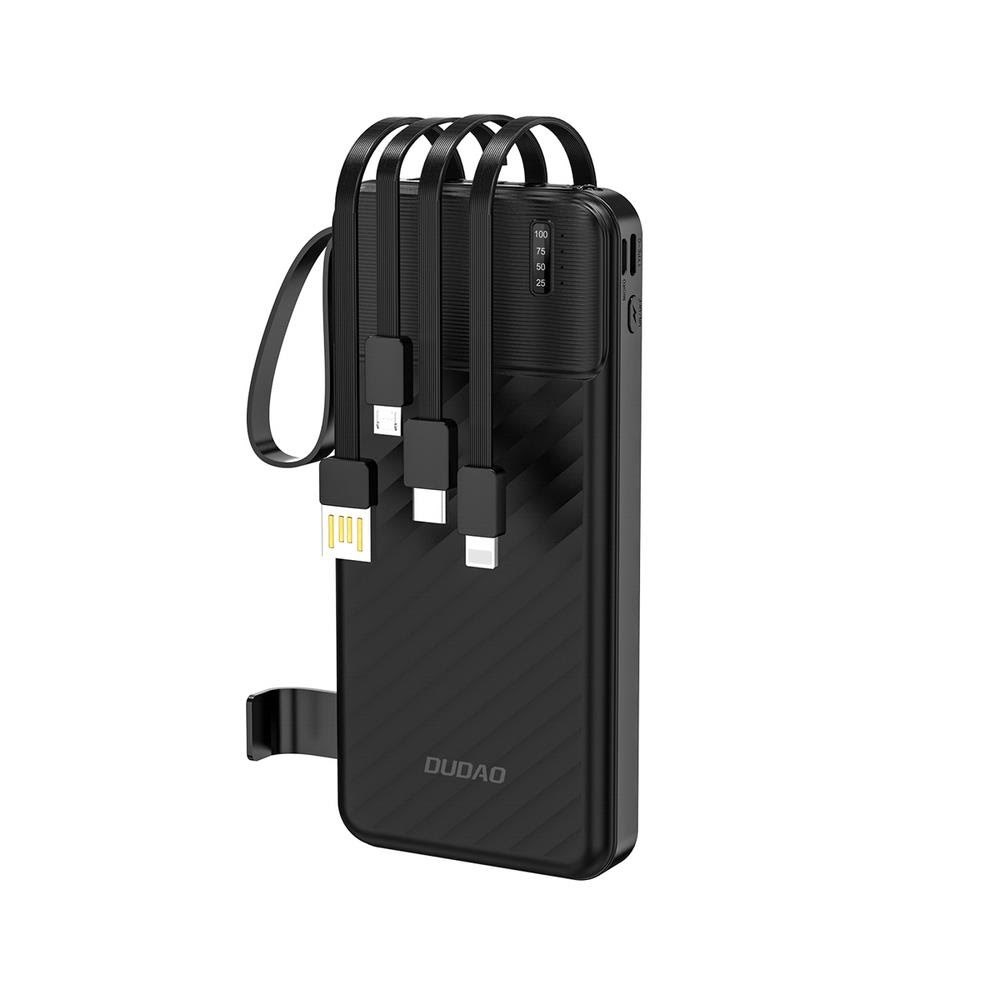 Dudao K11 10000mah Powerbank With Built-in Cables - Black - 10000 Mah - Powerbank Akku Schwarz 6977196681853
