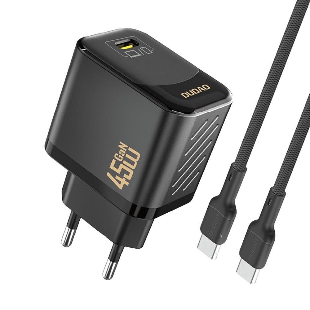 Dudao A28c 45w Gan Wall Charger + Usb-c Cable - Black - Handys Adapter Und Ladegeraete