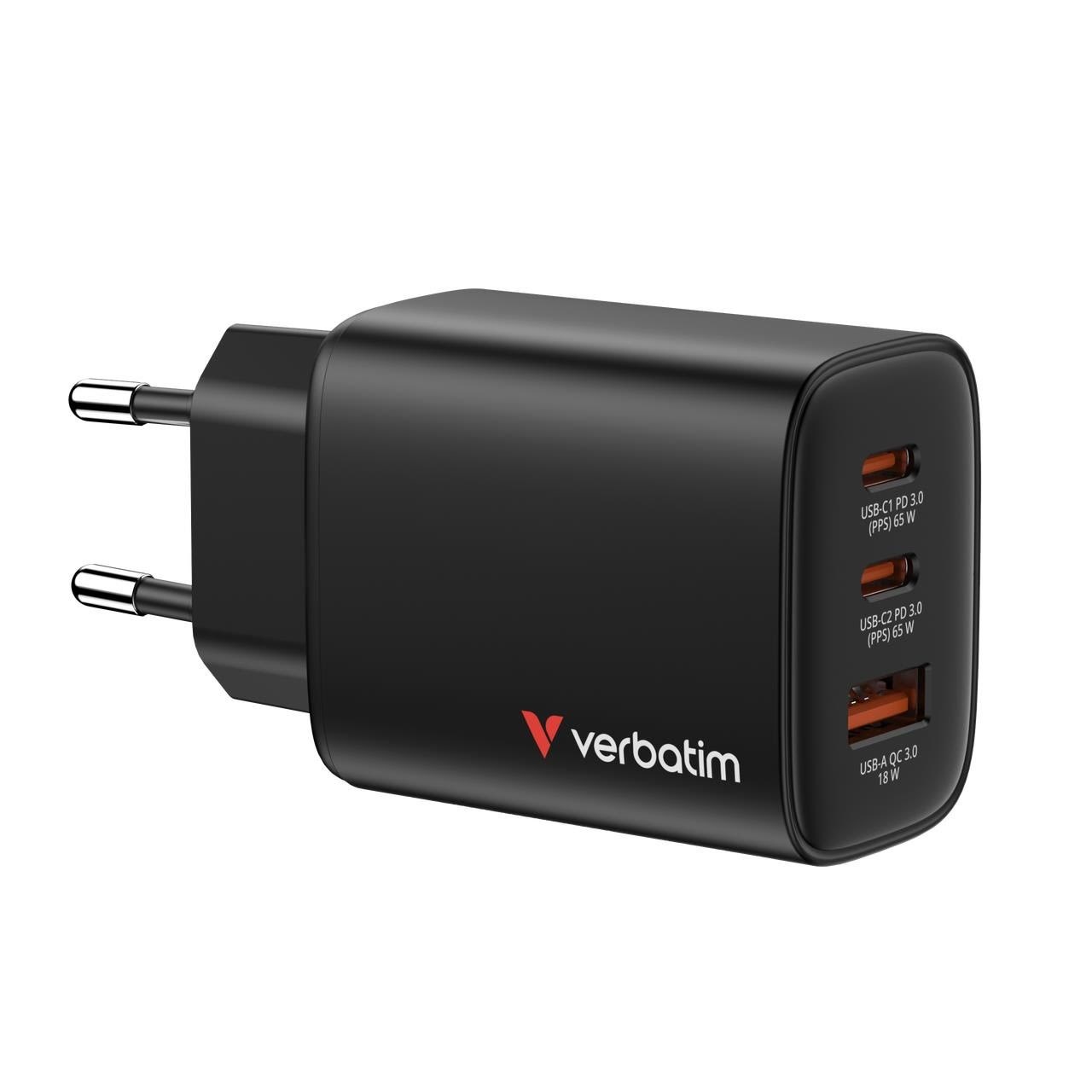 Verbatim Essentials Gan Charger 65w EU Plug Black - Handys Adapter Und Ladegeraete
