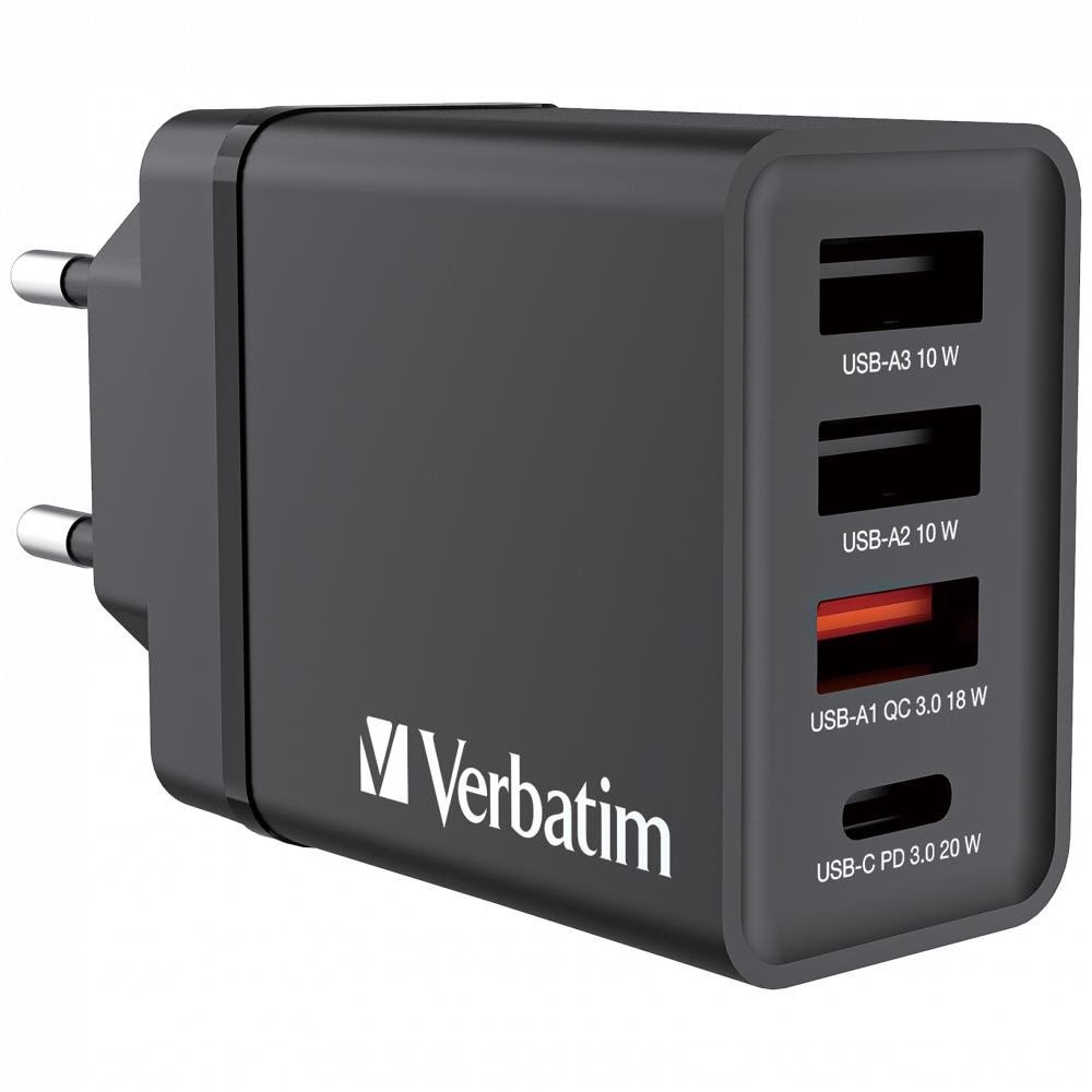 Verbatim 30w 4-port Usb Wall Charger - Black - Handys Adapter Und Ladegeraete 49700