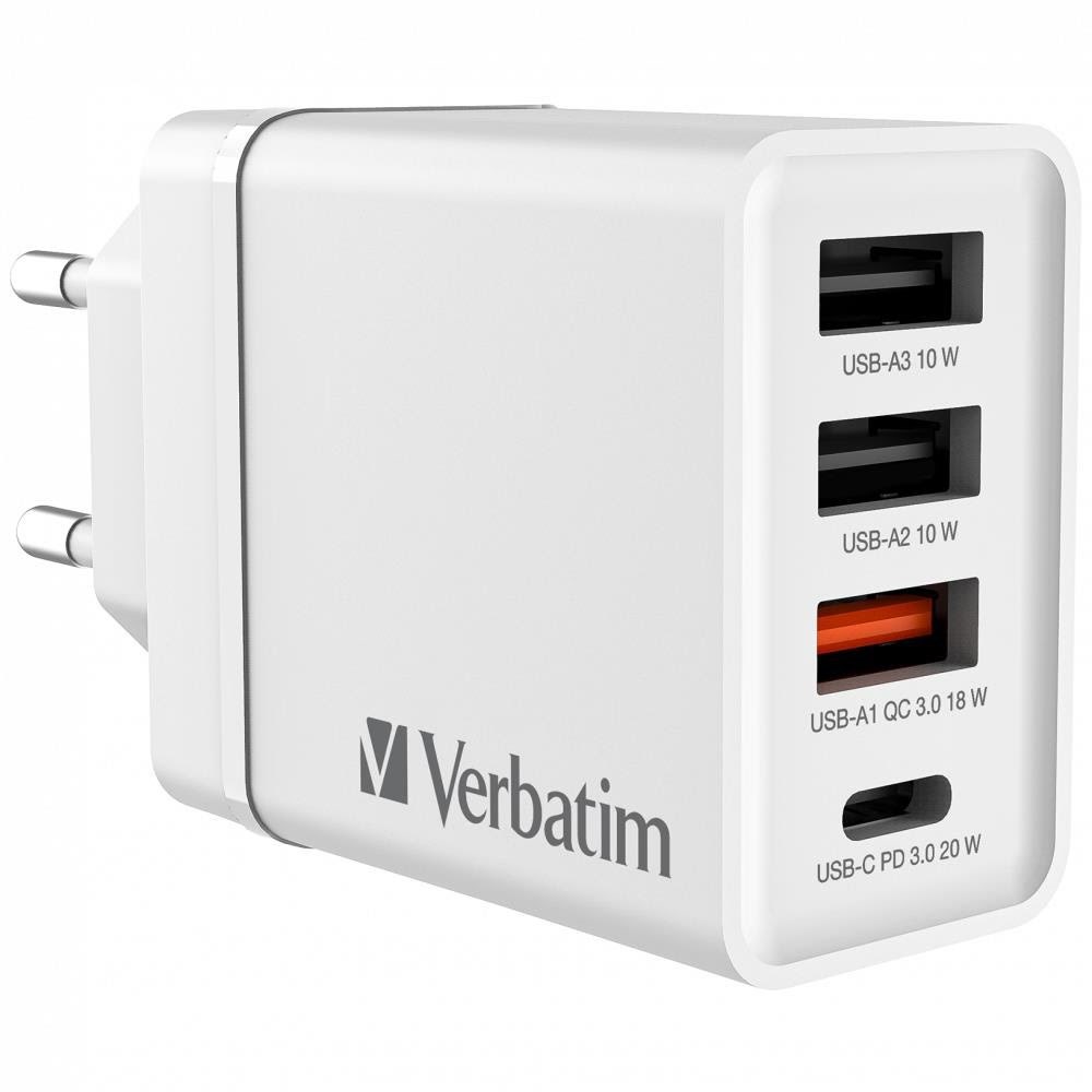 Verbatim 30w 4-port Usb Wall Charger - White - Handys Adapter Und Ladegeraete