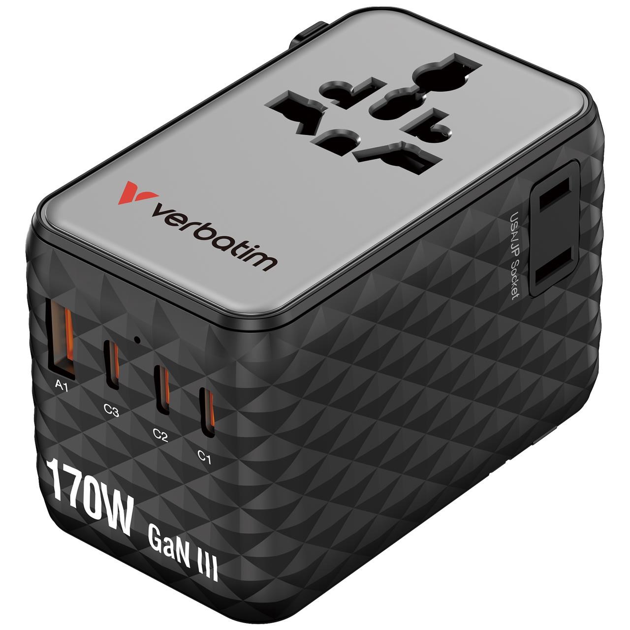 Verbatim Charge 'n' Travel 170w Universal Travel Adapter - Black - Handys Adapter Und Ladegeraete 30190