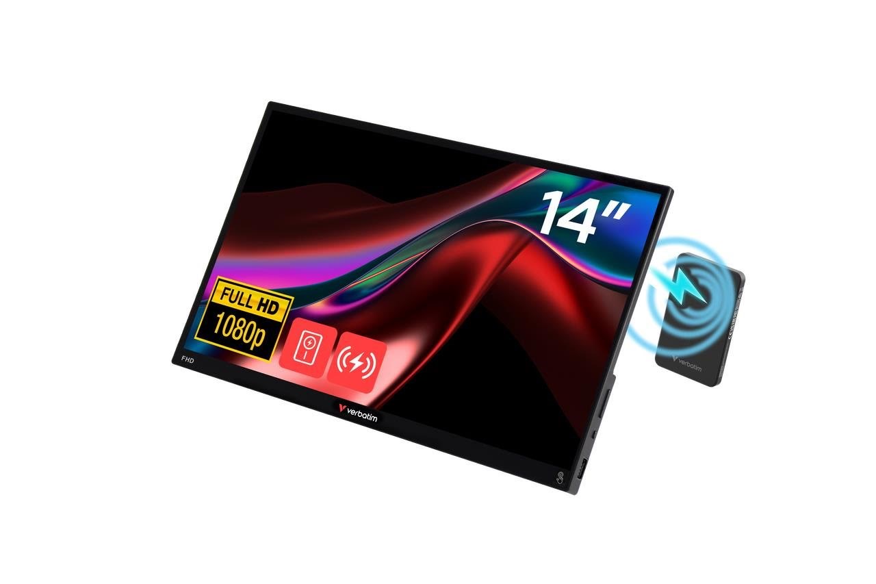 14" Verbatim Portable Touchscreen Monitor Light 14" Full HD 1080p & Wireless Power Supply - Bildschirm Black 32088
