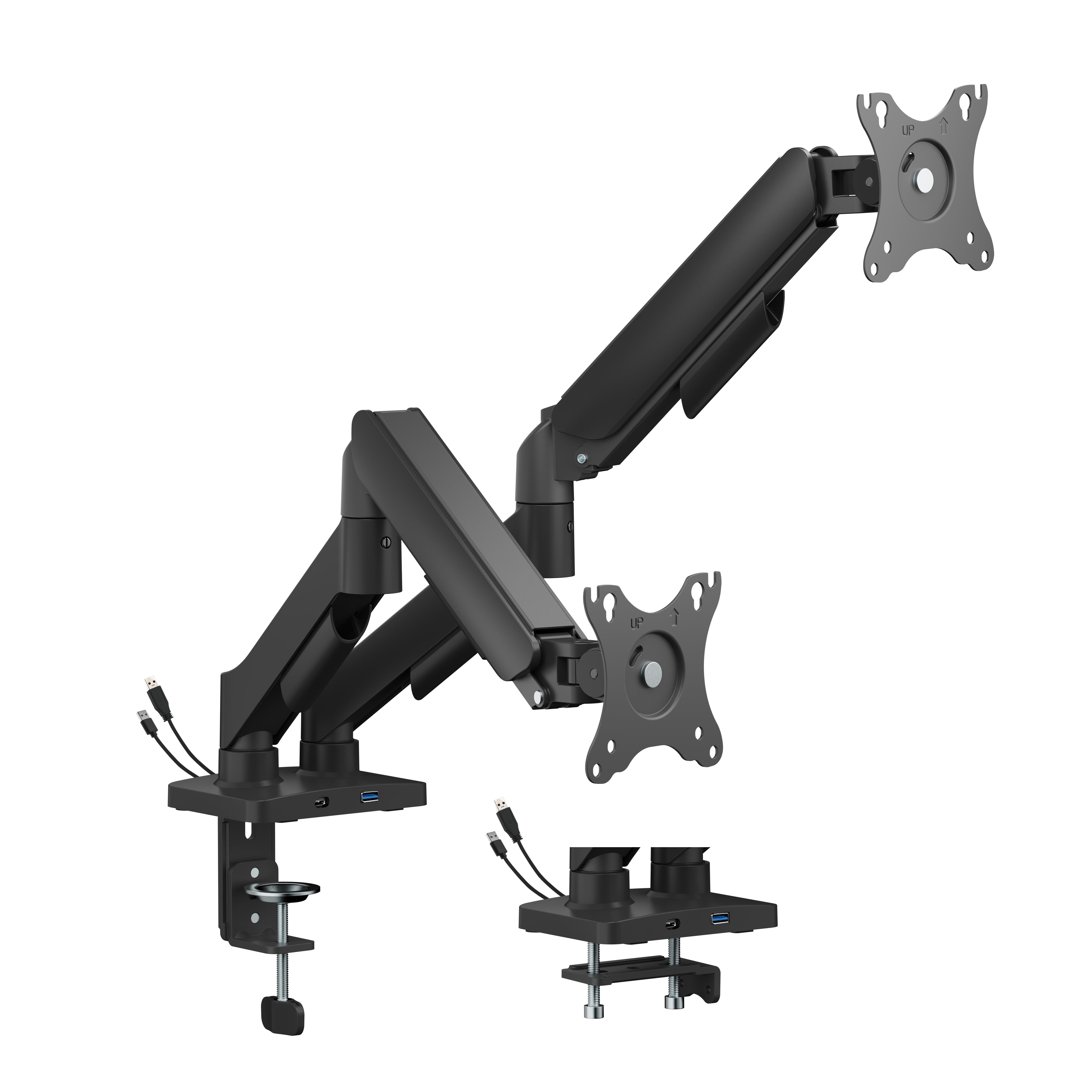Gembird Adjustable Desk Display Mounting Arm With Usb Ports 2-displays 17"-32" - Monitorhalterung Ma-da2u-01