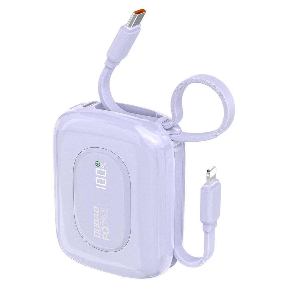 Dudao K32 22.5W 10000 Mah Powerbank With Built-in Usb-c/ Lightning Cable - Purple - 10000 Mah - Powerbank Akku