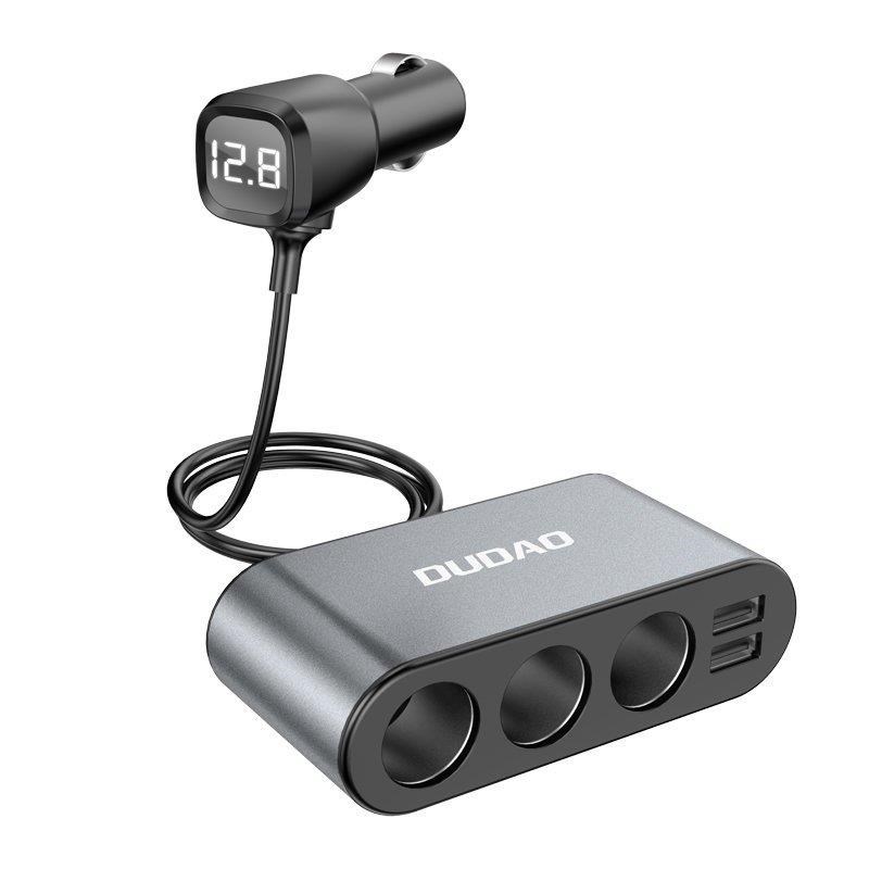 Dudao Car Charger 2x Usb / 3x Cigarette Lighter Splitter Black (R1pro Black) - Handys Adapter Und Ladegeraete 6973687240547