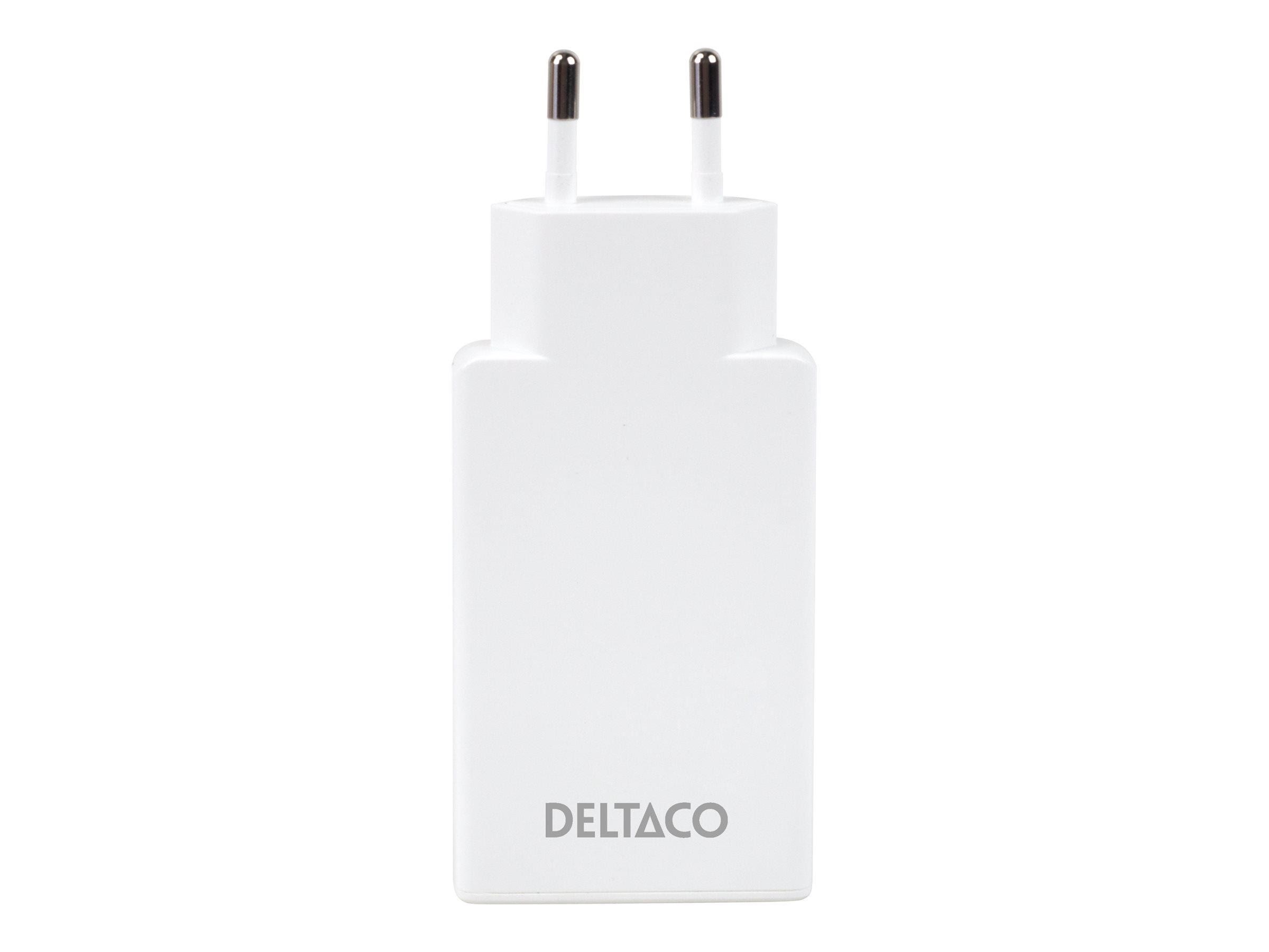 Deltaco Slim Usb-c Wall Charger PD 67w | 2x Usb-c | Pps + PD | White - Handys Adapter Und Ladegeraete Usbc-ac201