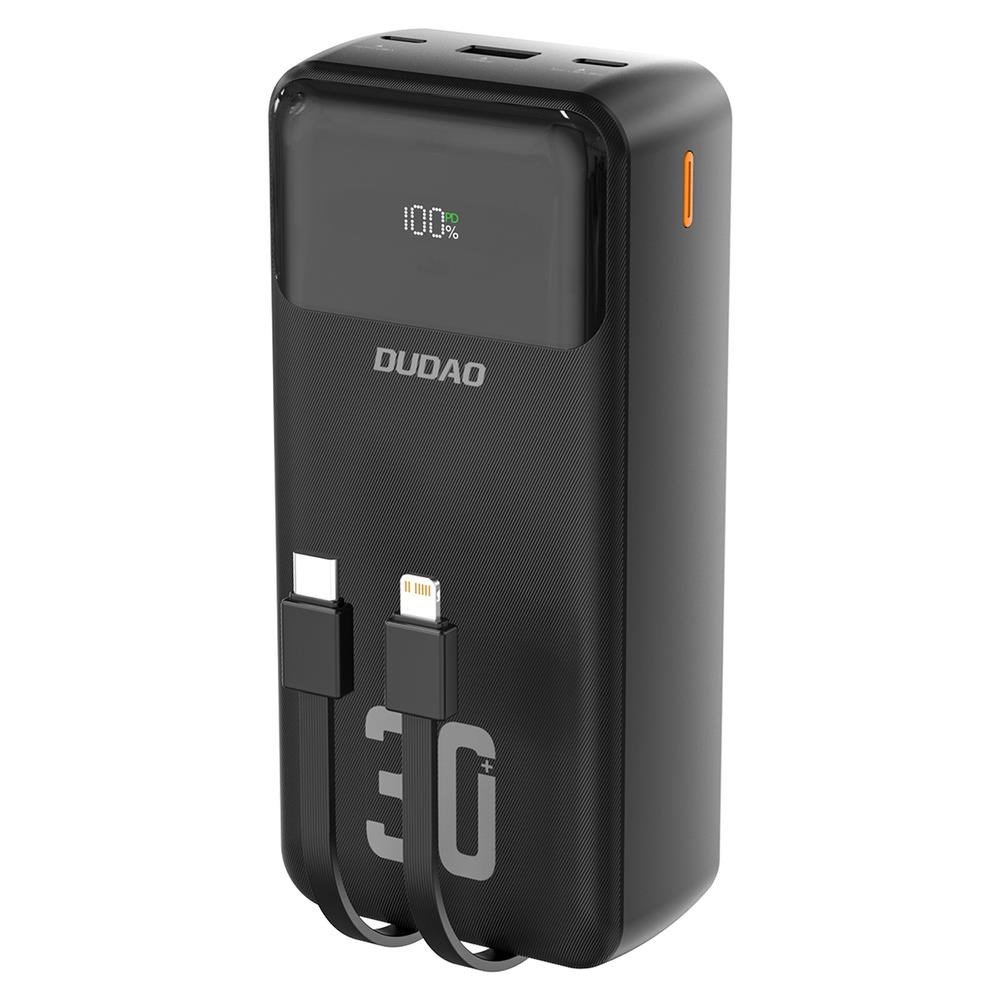 Dudao K15max PD 22.5W Powerbank With Built-in Cables - Black - 30000 Mah - Powerbank Akku Schwarz 6977196682478