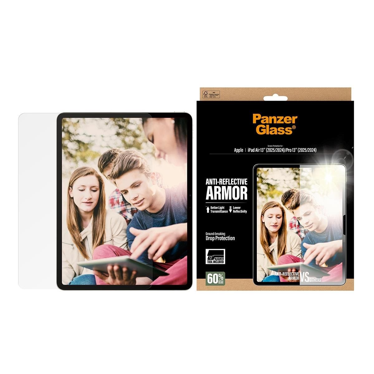 Panzerglass Anti-reflective Armor Screen Protector Ipad Air 13" (2025-2024) | Pro 13" (2025-2024) | Ultra-wide Fit w. Fastfit Tool - Handys 
