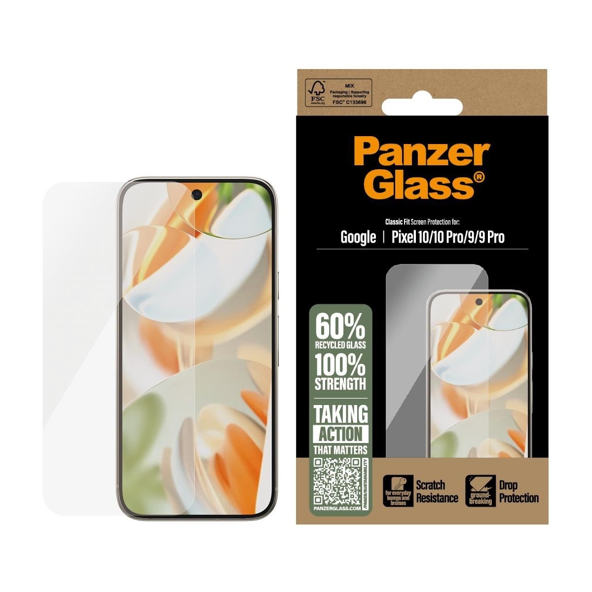 Panzerglass Screen Protector Google Pixel 10 | 10 Pro | 9 | 9 Pro | Classic Fit - Handys Schutzfolie Pg25945