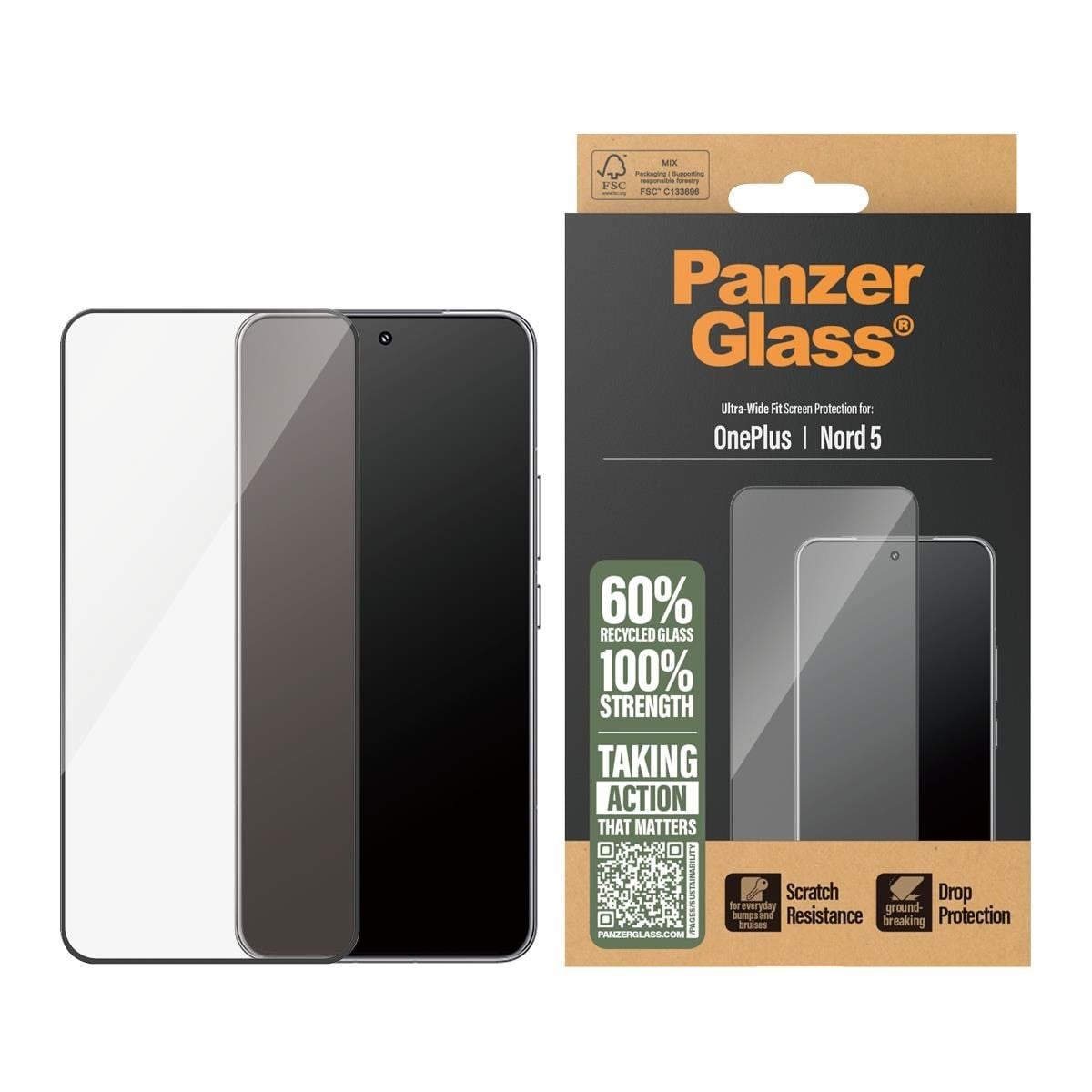 Panzerglass Screen Protector Oneplus Nord 5 | Ultra-wide Fit - Handys Schutzfolie Pg60403