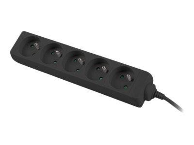Lanberg - Power Strip - 2500 Watt - Stromkabel Extern Schwarz Ps0-05e-0100-iec-bk
