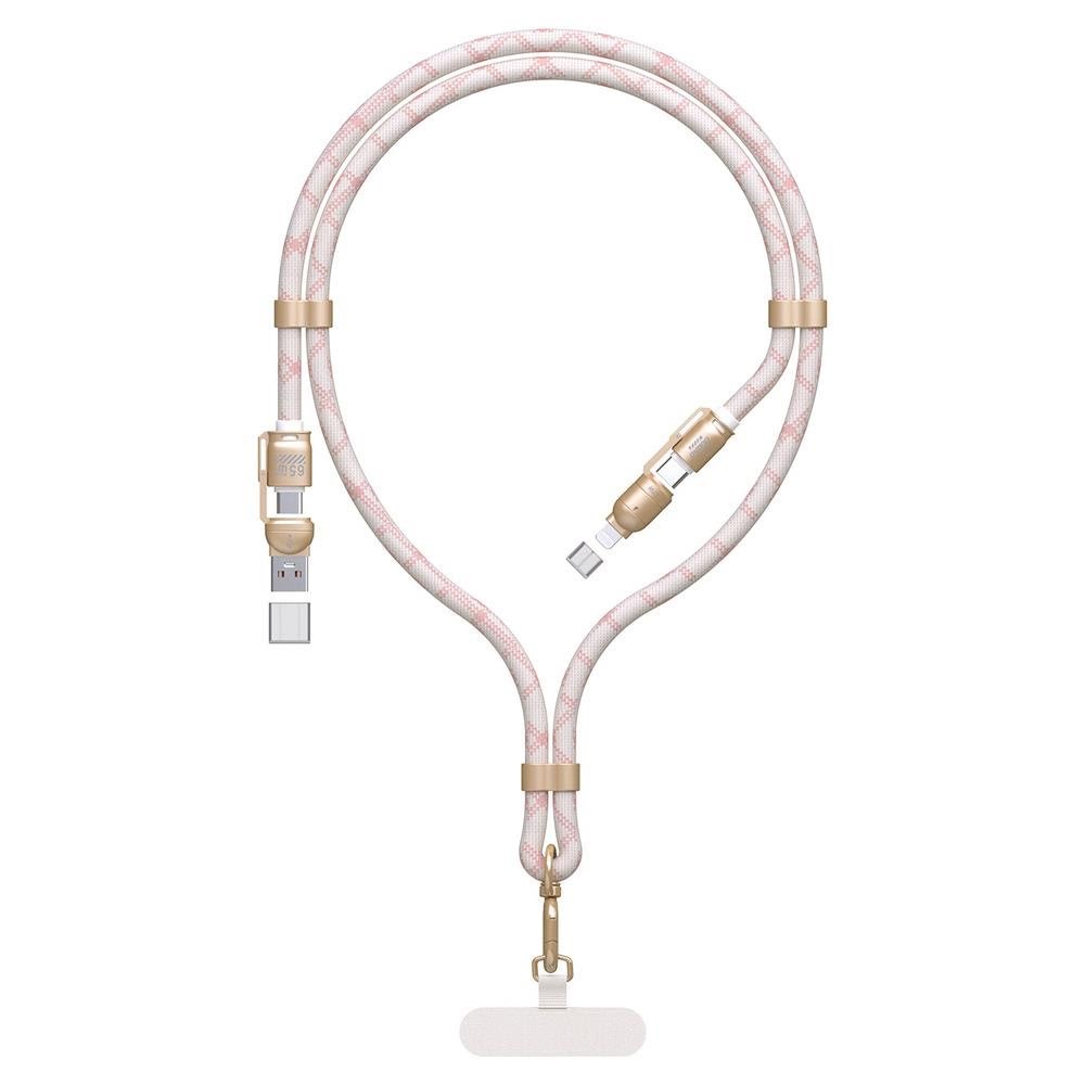Dudao L20max 4in1 Cable / Lanyard Usb-a / Usb-c / Lightning PD QC 65w 1.5m - Pink - Usb Kabel Rosa 6976625334421