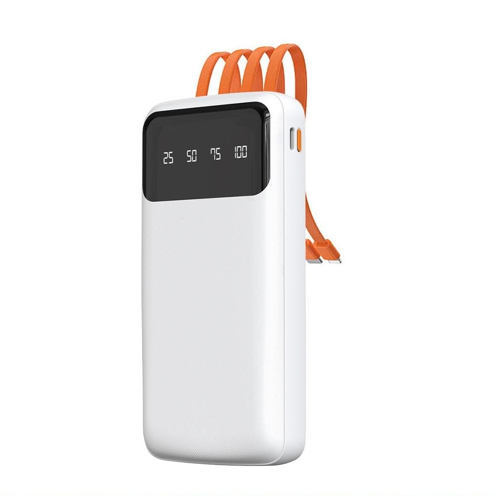 Dudao K6pro Universal 10000mah Power Bank With Usb Cable Usb Type C Lightning White (K6pro-white) - 10000 Mah - Powerbank Akku Weiß 6977196682065