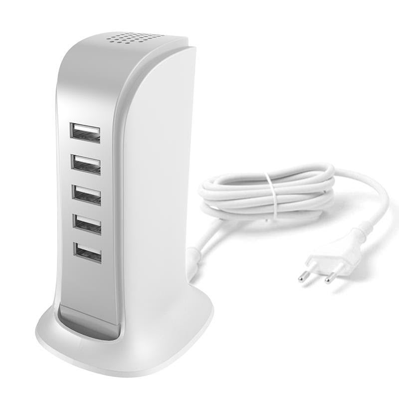 Dudao 5x Usb Charger With Built-in EU Power Cable White (A5eu) - Handys Adapter Und Ladegeraete 6977196682638