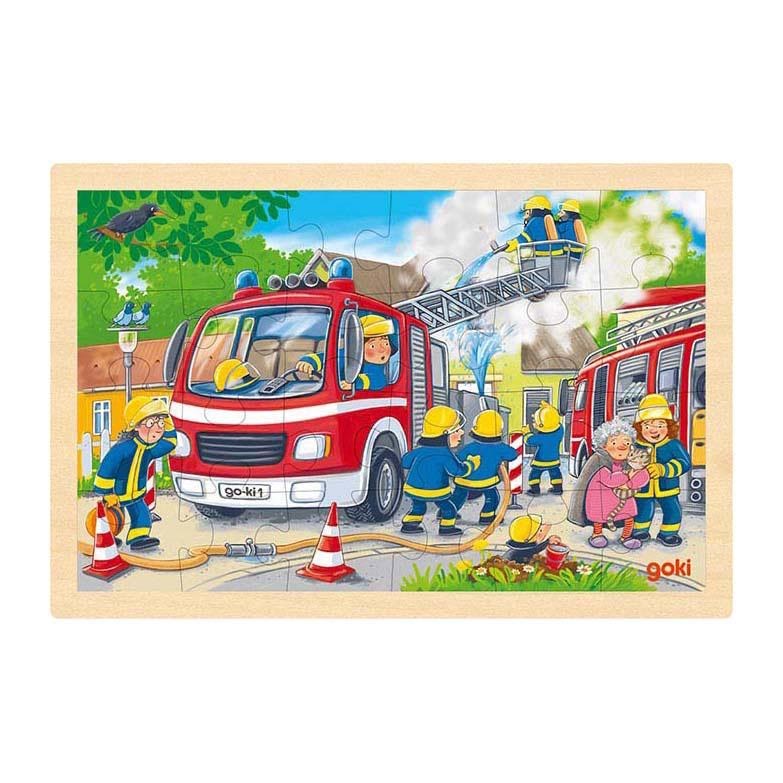 Goki Wooden Jigsaw Puzzle Fire Brigade 24 Pcs. 2D Puzzles 4013594573184